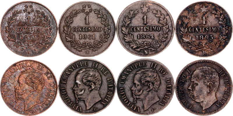 Italy 4 x 1 Centesimo 1861 - 1895

KM# 1, 29; Copper; Vittorio Emanuele II & U...