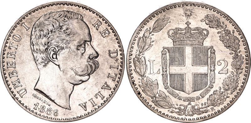 Italy 2 Lire 1886 R

KM# 23, N# 7565; Silver; Umberto I; Rome Mint; XF/AUNC