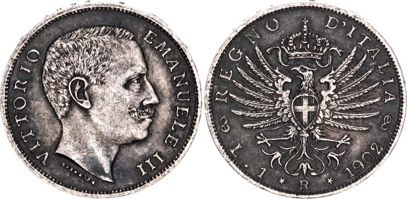 Italy 1 Lira 1902 R

KM# 32, N# 6573; Silver; Vittorio Emanuele III; Rome Mint...