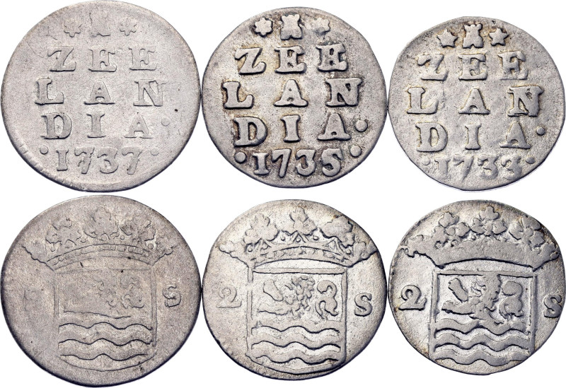 Netherlands Zeeland 3 x 2 Stuivers 1733 - 1737

KM# 59, N# 22893; Silver; Midd...