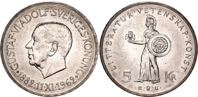 Sweden 5 Kronor 1962 U

KM# 838, N# 12996; Silver; Gustaf VI Adolf; 80th Birth...