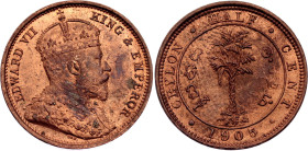 Ceylon 1/2 Cent 1905 Clash Marks Error