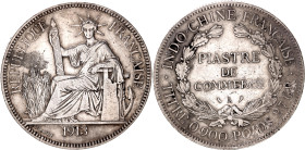 French Indochina 1 Piastre 1913 A