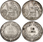 French Indochina 2 x 20 Centimes 1937