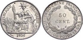 French Indochina 50 Centimes 1936