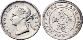 Hong Kong 5 Cents 1888