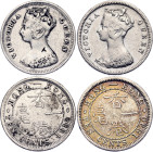 Hong Kong 2 x 10 Cents 1888 - 1890 With Chopmark