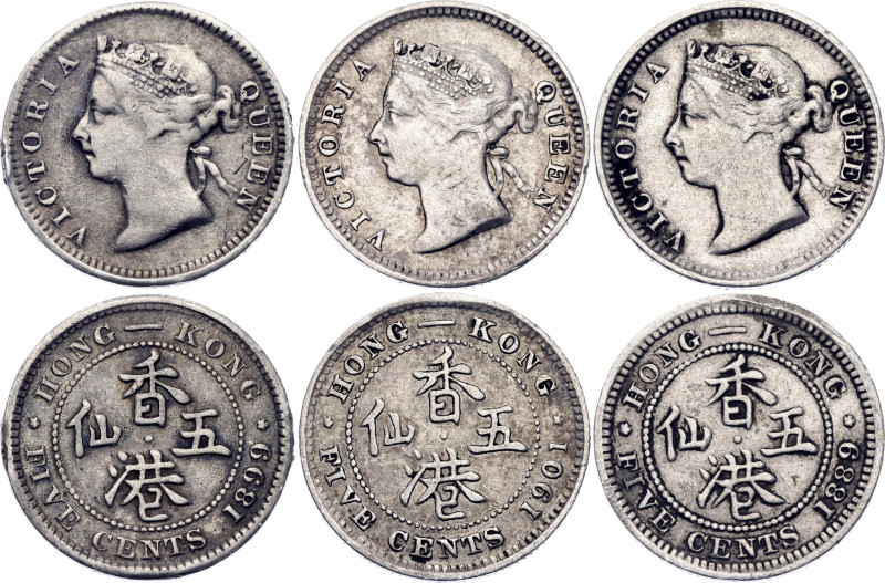 Hong Kong 3 x 5 Cents 1889 - 1901

KM# 5, N# 3079; Silver; Victoria; London Mi...