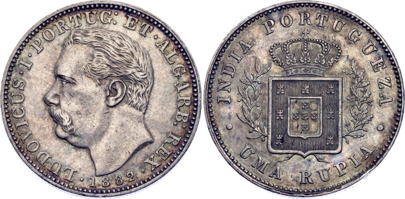 India Portuguese 1 Rupia 1882

KM# 312, N# 18675; Silver; Luiz I; Calcutta Min...