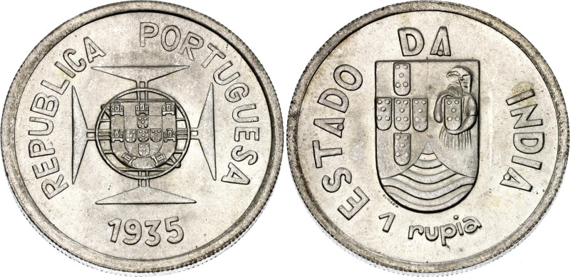 India Portuguese 1 Rupia 1935

KM# 22, Gomes# R 10.01, N# 23394; Silver; Lisbo...