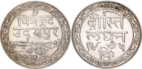 India Mewar 1 Rupee 1928 VS 1985
