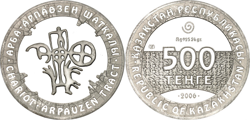 Kazakhstan 500 Tenge 2006

KM# 194, N# 16675; Silver., Proof; Petroglyphs of K...