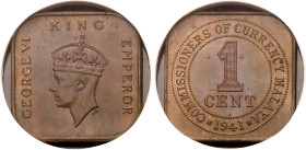 Malaya 1 Cent 1941 I NGC MS63 BN