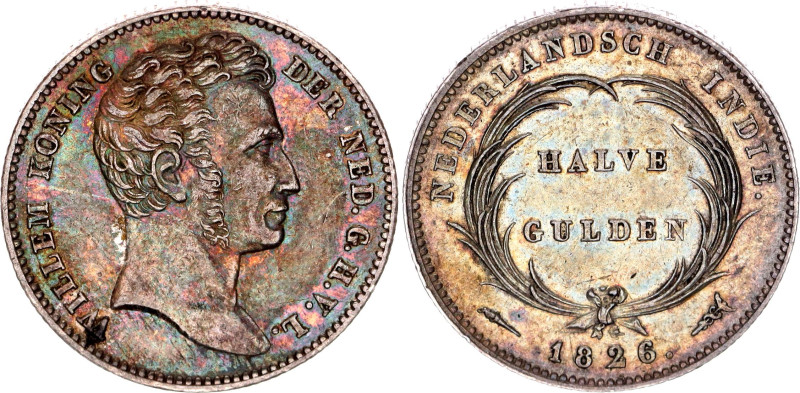 Netherlands East Indies 1/2 Gulden 1826

KM# 302, N# 34132; Silver; Willem I; ...