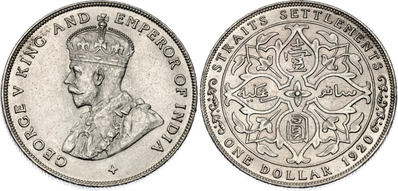 Straits Settlements 1 Dollar 1920

KM# 33, Y# 37, N# 15535; Silver; George V; ...