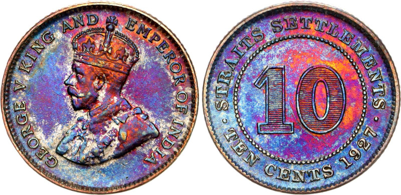 Straits Settlements 10 Cents 1927

KM# 29b, N# 4503; Silver; George V; XF/AUNC...