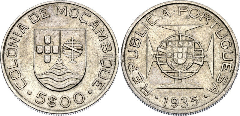 Mozambique 5 Escudos 1935

KM# 62, N# 14044; Silver; XF