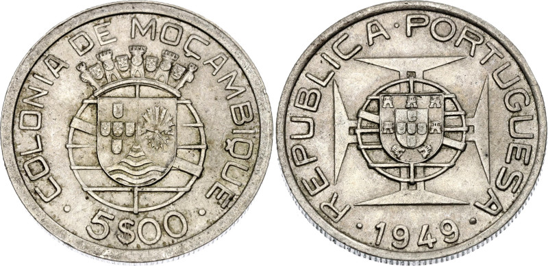 Mozambique 5 Escudos 1949

KM# 69, N# 14045; Silver; XF