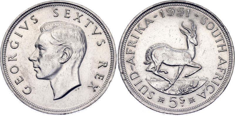 South Africa 5 Shillings 1951

KM# 40.2, N# 13487; Silver; George VI; Pretoria...