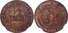 Syria 1/2 Piastre 1921 NGC MS65