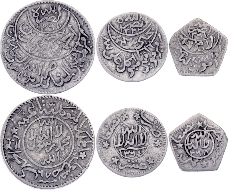 Yemen 1/16 - 1/10 - 1/4 Riyal 1944 - 1948

Y# 5, 13, 15; Silver; Ahmad bin Yah...