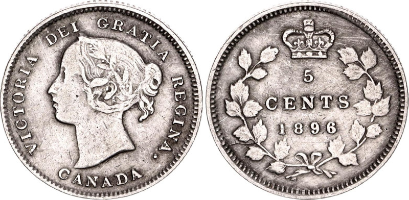 Canada 5 Cents 1896

KM# 2,, N# 420; Silver; Victoria; XF