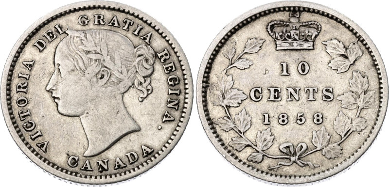 Canada 10 Cents 1858

KM# 3, N# 393; Silver; Victoria; London Mint; VF