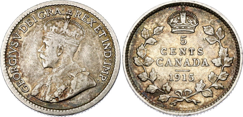 Canada 5 Cents 1915

KM# 22, N# 416; Silver; George V; XF Toned