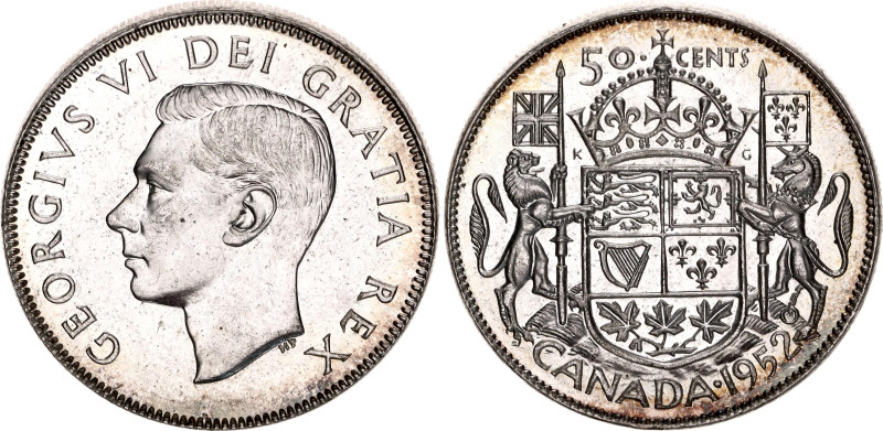 Canada 50 Cents 1952

KM# 45, N# 310; Silver., Prooflike; George VI; Ottawa Mi...