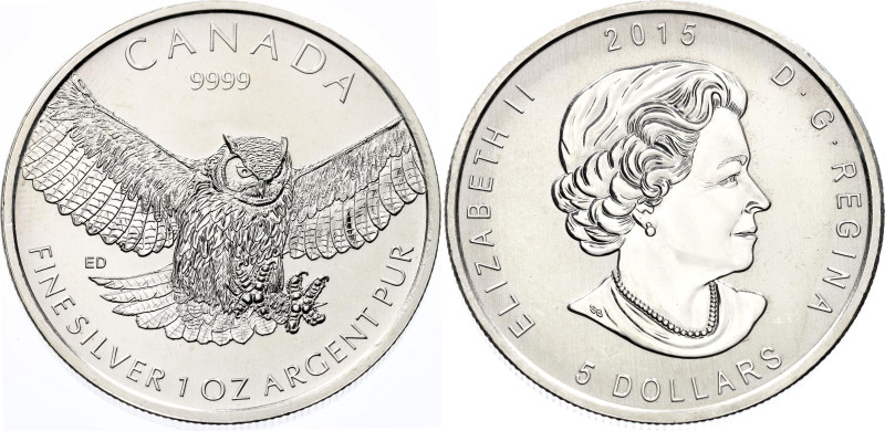 Canada 5 Dollars 2015

KM# 1883, N# 76074; Silver; Elizabeth II; Birds of Prey...