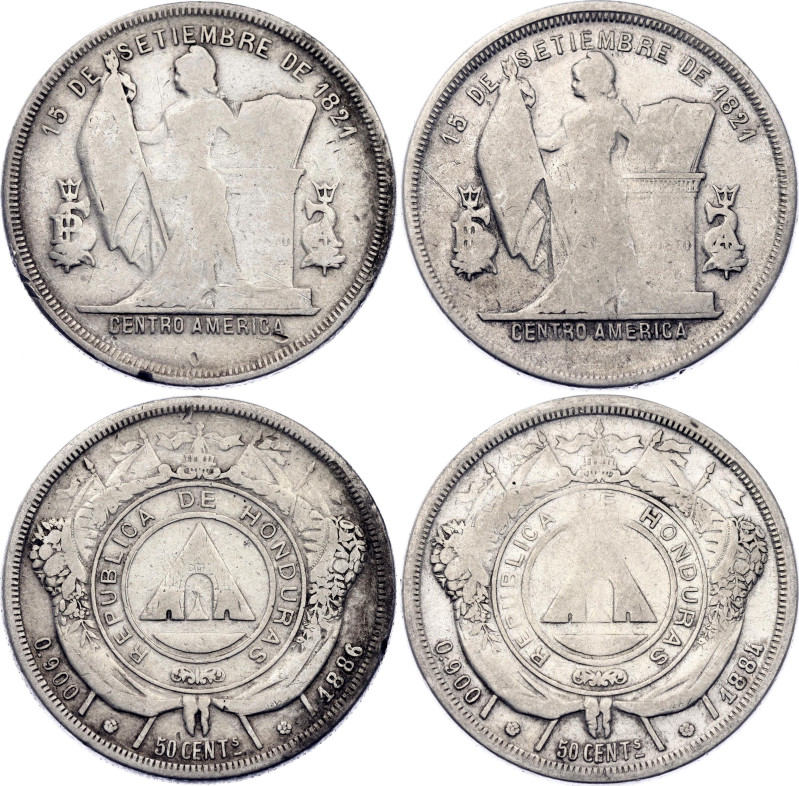 Honduras 2 x 50 Centavos 1884 - 1886

KM# 51, N# 23681; Silver; Tegucigalpa Mi...