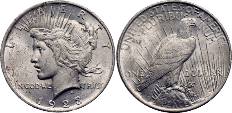 United States 1 Dollar 1928

KM# 150, N# 5580; Silver; "Peace Dollar"; Philade...