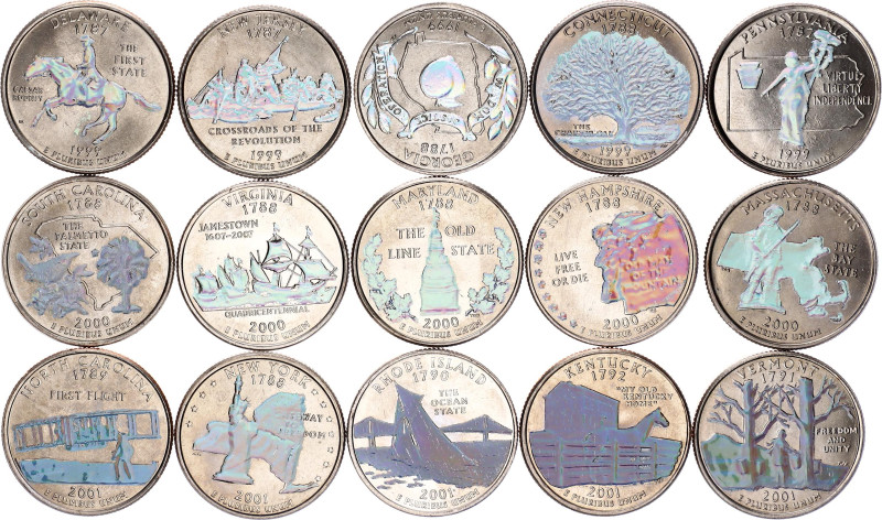 United States Set of 15 Coins 1999 - 2001 "Hologram State Quarter Collection"
...