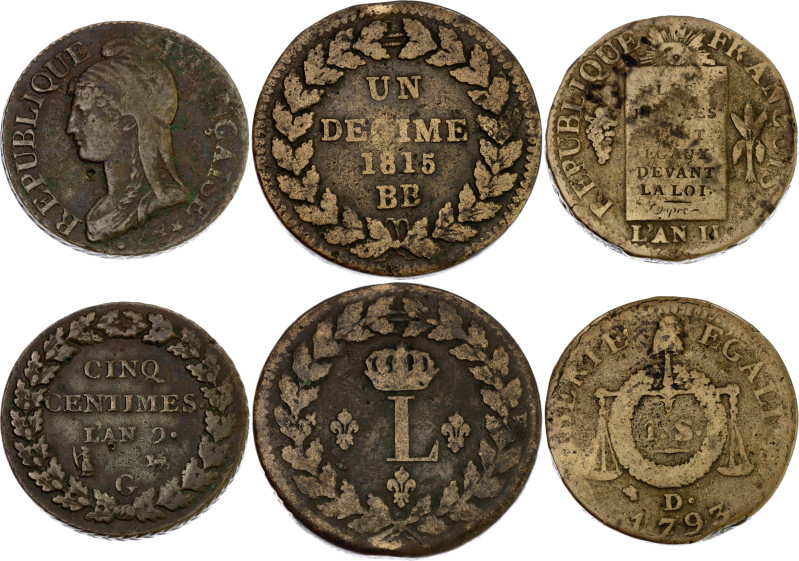 France Lot of 3 Coins 1793 - 1815

Bronze; Various Dates, Denominations & Rule...