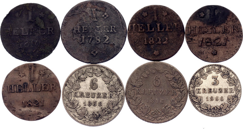 German States Lot of 8 Coins 1782 - 1866

Various Rulers, Dates & Denomination...