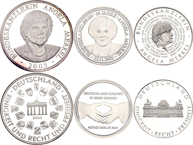 Germany - FRG Lot of 3 Silver Medals "Angela Merkel" 2005 - 2015

Silver., Pro...