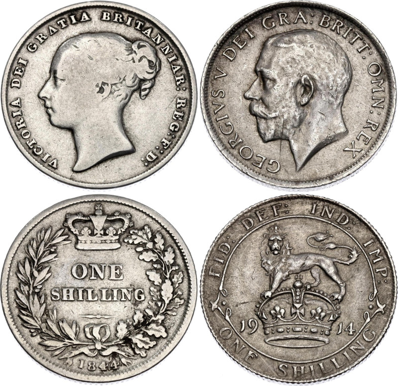 Great Britain 2 x 1 Shilling 1844 - 1914

KM# 734.1, 816; Silver; Victoria & G...