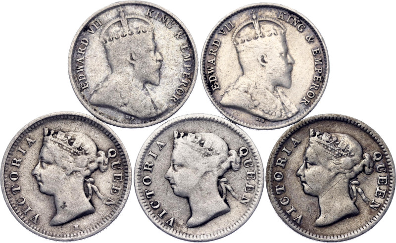 Hong Kong 5 x 5 Cents 1892 - 1905

KM# 5, 12; Silver; Various Rulers, Dates & ...