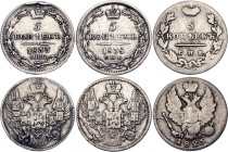 Russia 3 x 5 Kopeks 1825 - 1838