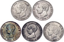 Spain 5 x 5 Pesetas 1883 - 1892