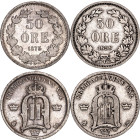 Sweden 2 x 50 Ore 1875 - 1898 ST & EB