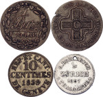 Switzerland Lot of 3 Coins & Token 1816 - 1857