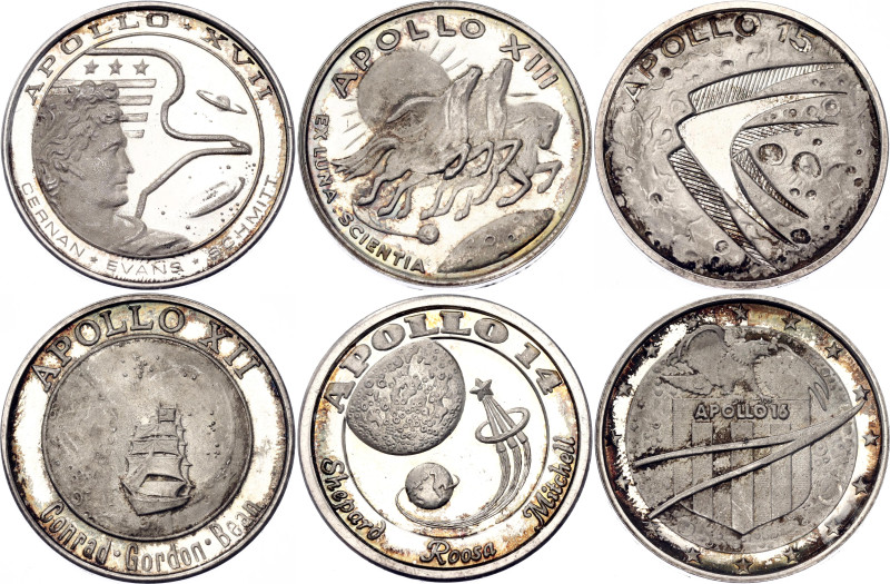 United States Lot of 6 Silver Medals "Apollo Space Missions" 20th Century (ND)
...