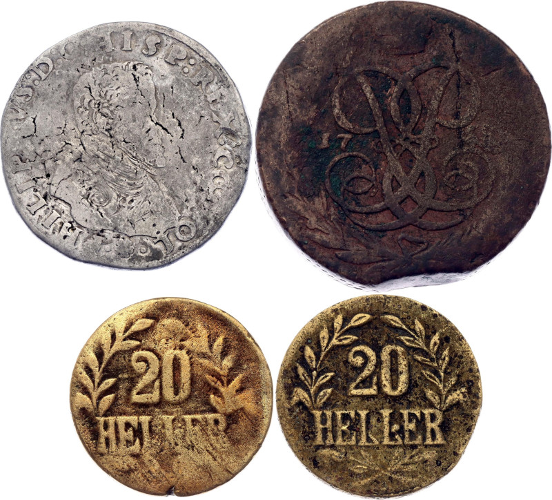 World Lot of 4 Coins 16th - 20th Century

With Silver; Various Countries, Date...