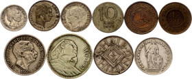 World Lot of 10 Coins 1850 - 1957