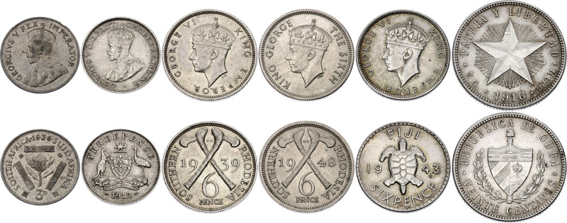 World Lot of 6 Coins 1912 - 1948

Silver & Copper-nickel; George V & George VI...