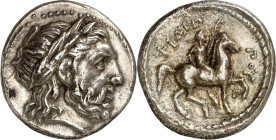 MAKEDONIEN. 
KÖNIGREICH. 
Philippos II. 359-336 v. Chr. Tetradrachmon, postum (323/316 v.Chr.) 14,10g, AMPHIPOLIS. Kopf des Zeus mit Lorbeerkranz n....