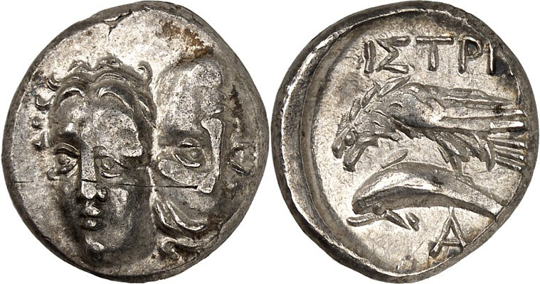 THRAKIEN. 
STÄDTE. 
ISTROS (Caranasuf). Drachme (400/300 v.Chr.) 5,14g. Paar J...