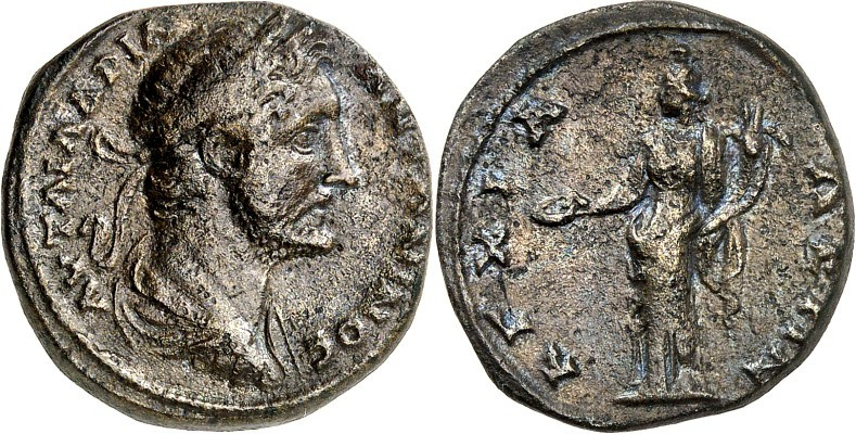 THRAKIEN. 
ANCHIALOS (Pomorije). 
Antoninus Pius 138-161. AE-21mm 7,53g, Palli...