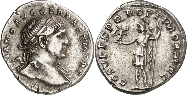 RÖMISCHES KAISERREICH. 
TRAIANUS 98-117. Denar (103/109) 3,08g. Büste m. Palliu...